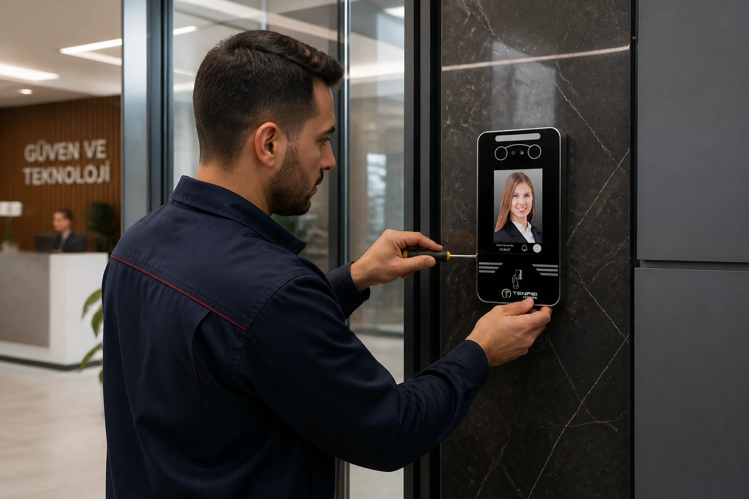 D45 Gelişmiş Yüz Tanıma Kapı Kontrol Terminali profesyonel montajı D45 Gelişmiş Yüz Tanıma Kapı Kontrol Terminali profesyonel montaj uygulaması
