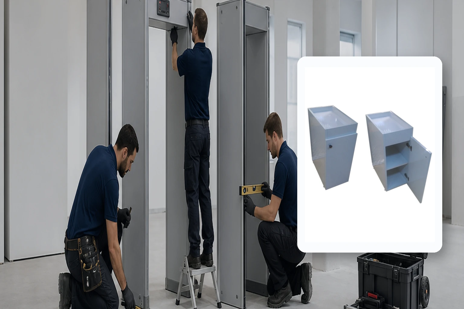 Dolaplı Sehpa – Kurumsal Kapı Tipi Metal Dedektörleri montaj ve devreye alma Dolaplı Sehpa – Kurumsal Kapı Tipi Metal Dedektörleri profesyonel montajı